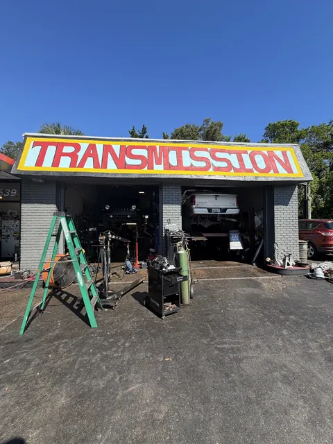 Open service bays under the TRANSMISSION sign